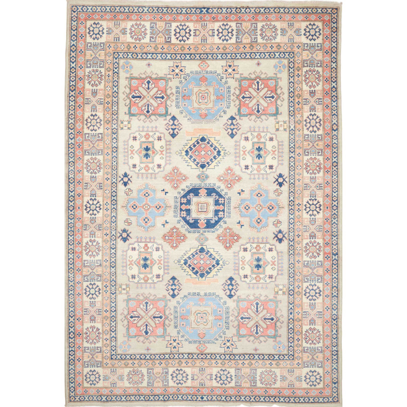 Rug Kazak Afghanistan 203x294 Beige Sky Blue Na