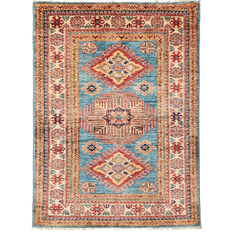 Rug Kazak Fine Pakistan 100x134 Turquoise Blue