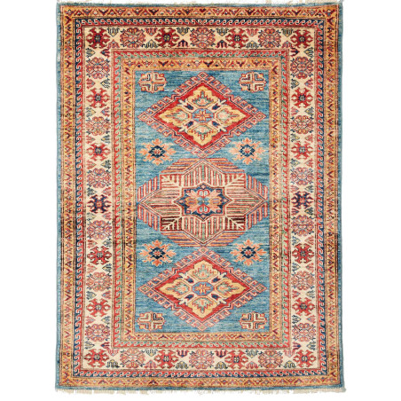 Rug Kazak Fine Pakistan 100x134 Turquoise Blue