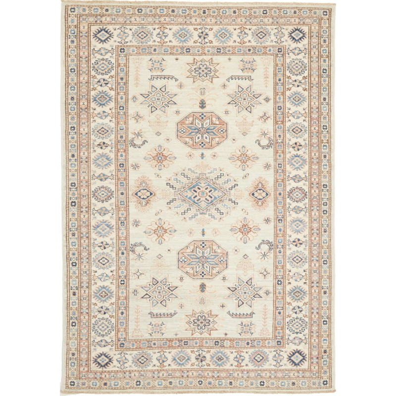 Rug Kazak Fine Pakistan 124x178 Cream Blue Terr