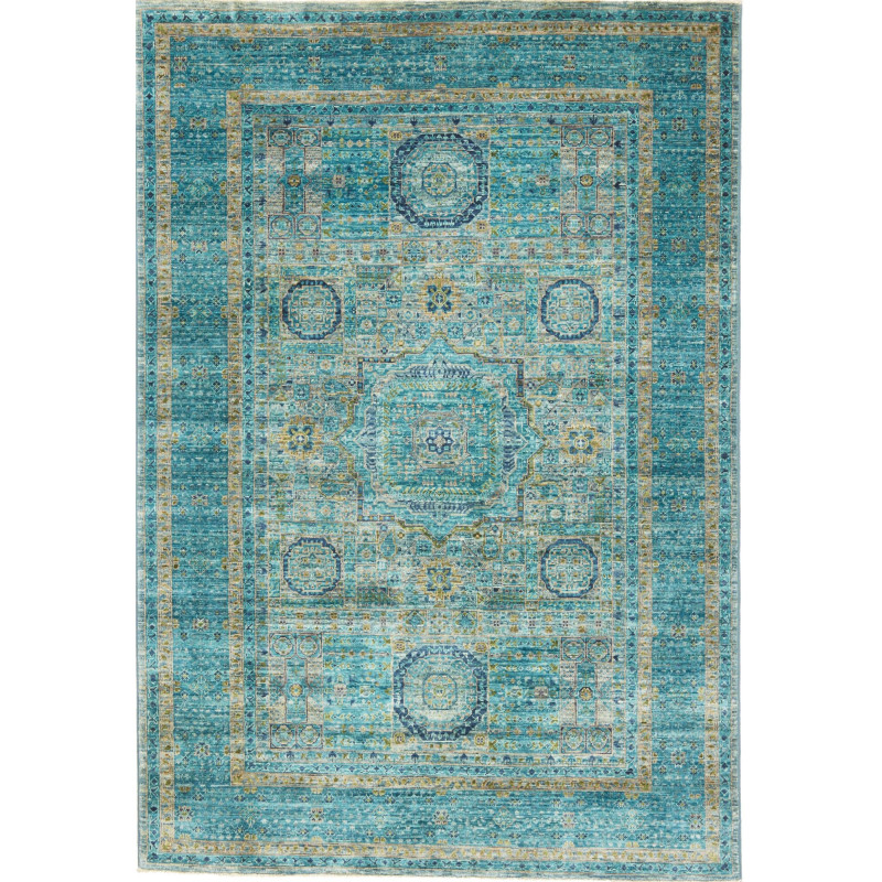 Rug Mamlouk Pakistan 125x182 Turquoise Gold Blu