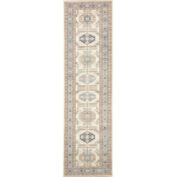 Rug Kazak Fine Pakistan 85x303 Cream Blue Brown