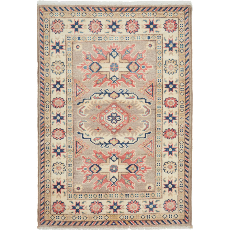 Rug Kazak Afghanistan 85x124 Sandy Beige Coral