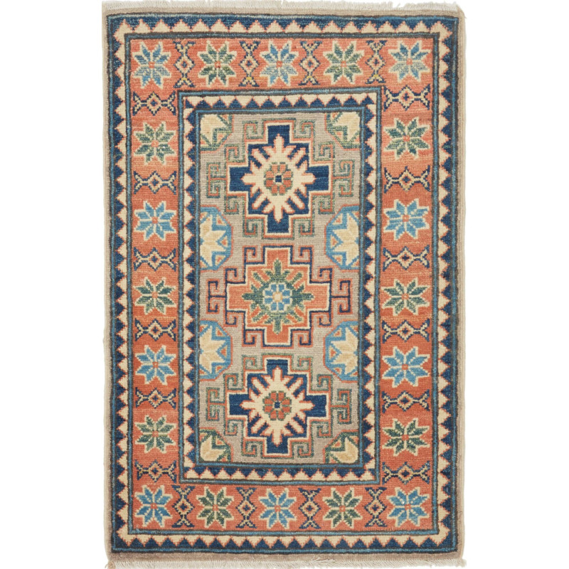 Rug Kazak Afghanistan 62x94 Terracotta Navy Blu