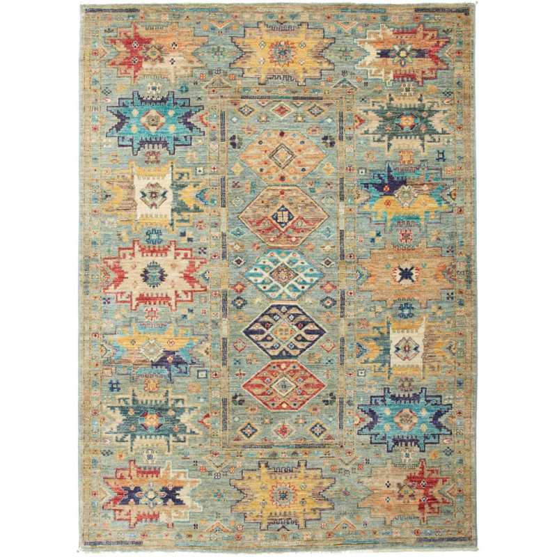Rug Tribal Pakistan 149x206 Teal Blue Red Yello