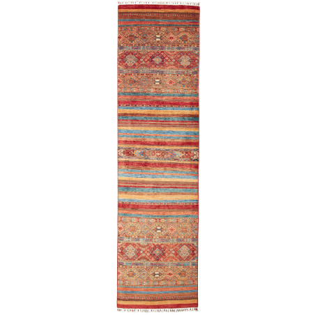 Rug Samarkand Pakistan 80x304 Brick Red Aqua Bl