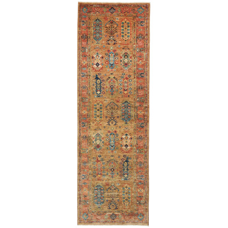 Rug Tribal Pakistan 80x242 Ochre Terracotta Blu