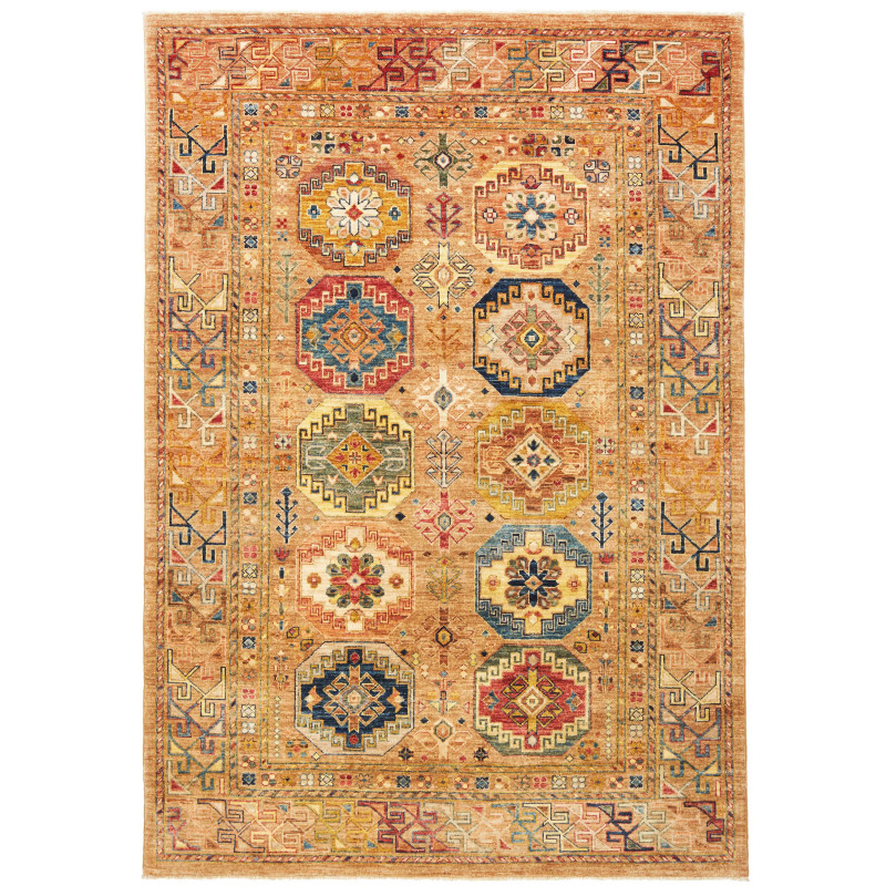 Rug Tribal Pakistan 147x211 Gold Camel Blue Red