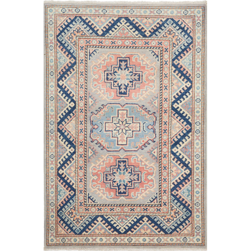 Rug Kazak Afghanistan 82x124 Grey Blue Navy Pin