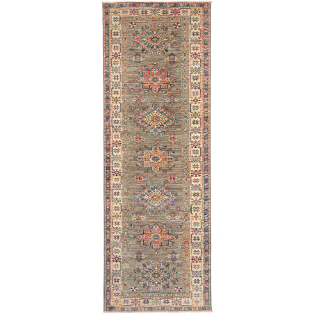 Rug Kazak Fine Pakistan 80x243 Grey Brown Coral