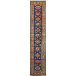 Rug Kazak Fine Pakistan 83x386 Petrol Blue Terr