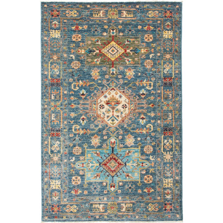 Rug Tribal Pakistan 102x157 Petrol Blue Gold Oc