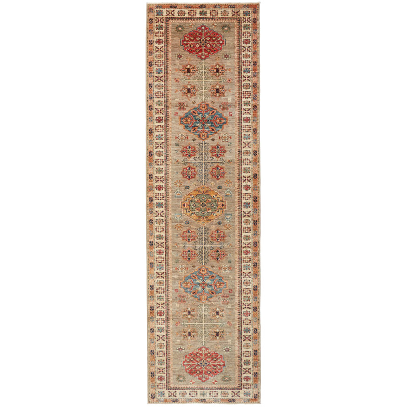Rug Kazak Fine Pakistan 83x298 Grey Green Brick