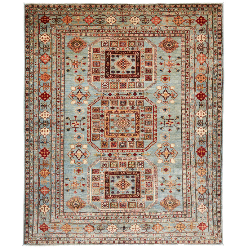 Rug Kazak Fine Pakistan 246x300 Sky Blue Terrac