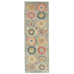 Rug Tribal Pakistan 82x240 Dusty Blue Red Orang