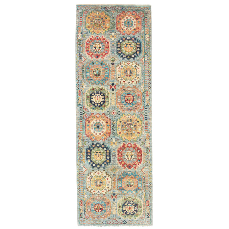 Rug Tribal Pakistan 82x240 Dusty Blue Red Orang