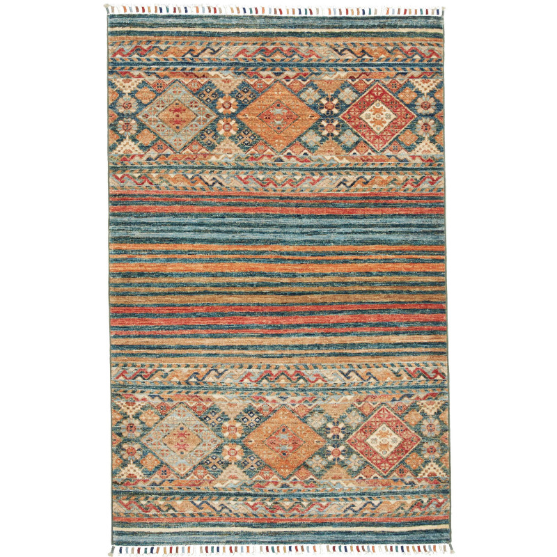 Rug Rubin Pakistan 98x153 Teal Orange Terracott