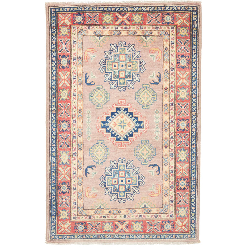 Rug Kazak Afghanistan 84x130 Rosy Blue Red Crea
