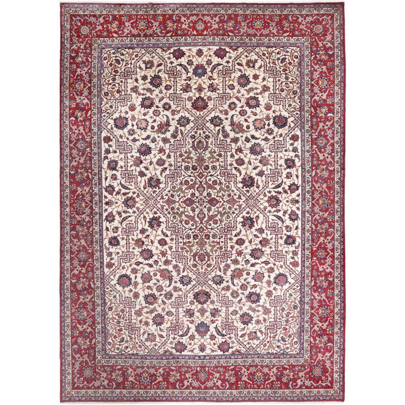 Rug Isfahan Persia 368x524 Cream White Burgundy