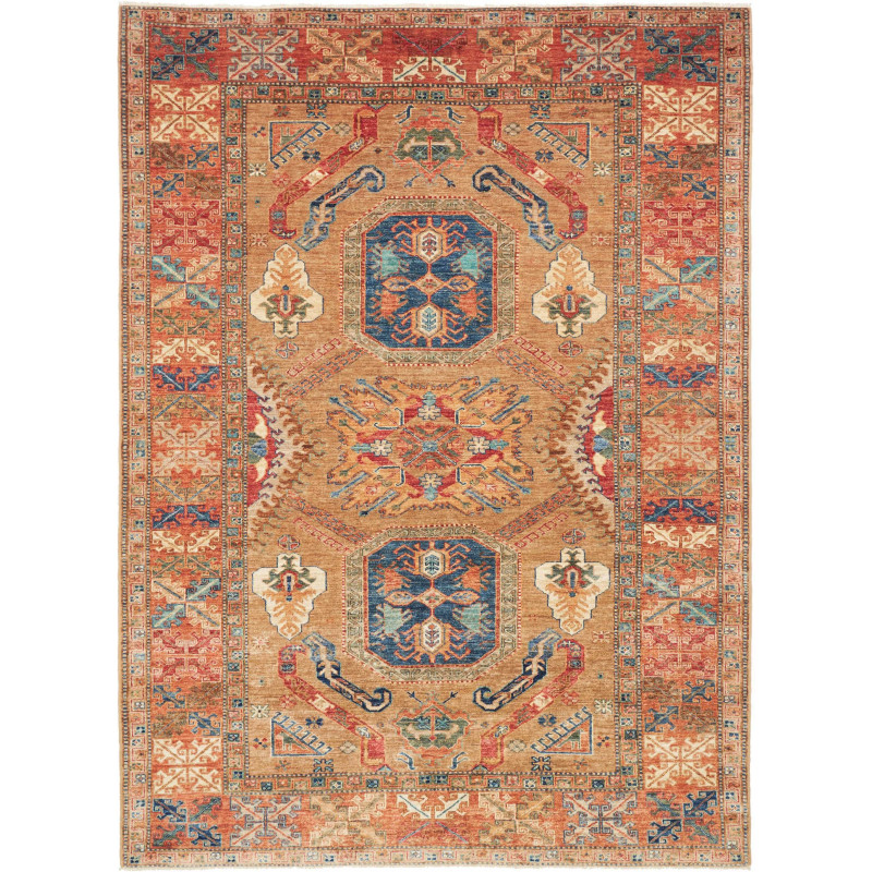 Rug Kazak Fine Pakistan 174x236 Gold Brown Blue