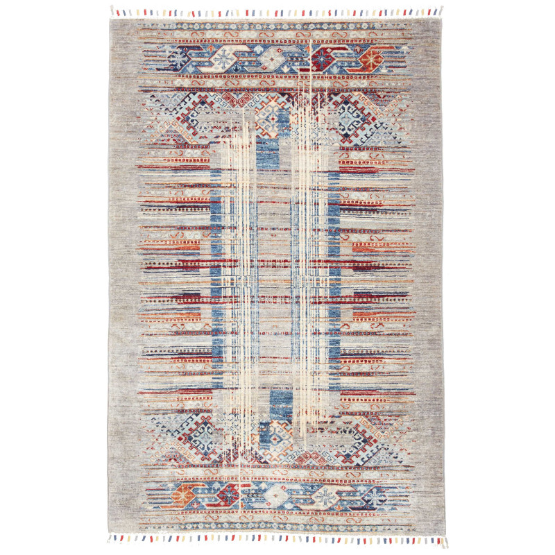 Rug Siva Pakistan 120x182 Grey Blue Red Orange