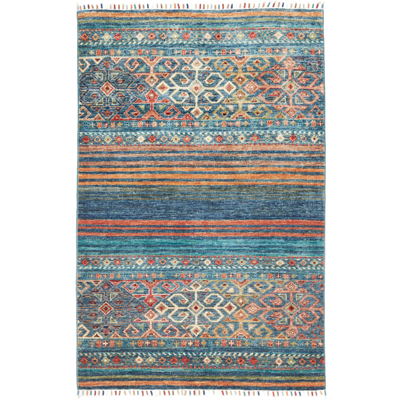 Rug Rubin Pakistan 99x152 Navy Blue Teal Terrac