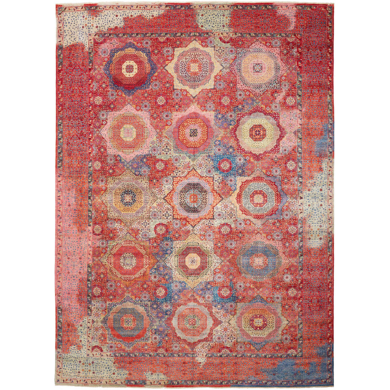 Rug Mamlouk Pakistan 302x420 Red Blue Pink Oran