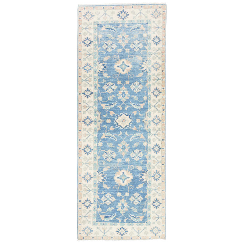 Rug Kazak Afghanistan 65x171 Aviator Blue Cream
