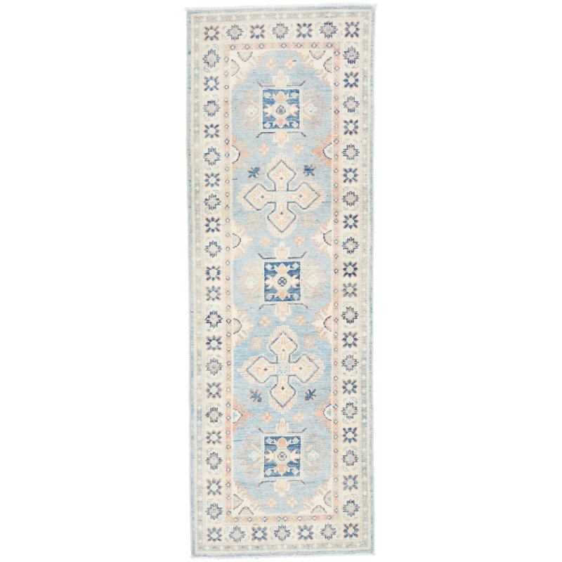 Rug Kazak Afghanistan 65x190 Sky Blue Cream Dar