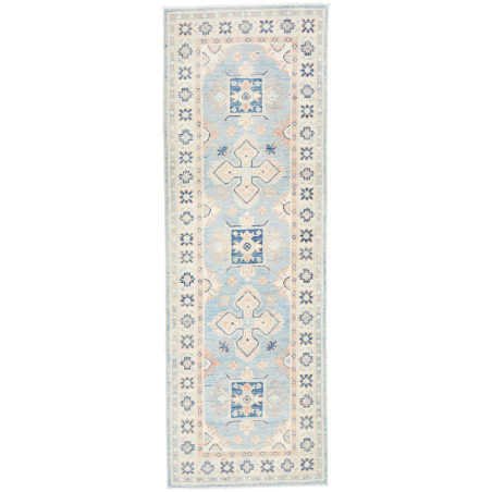 Rug Kazak Afghanistan 65x190 Sky Blue Cream Dar