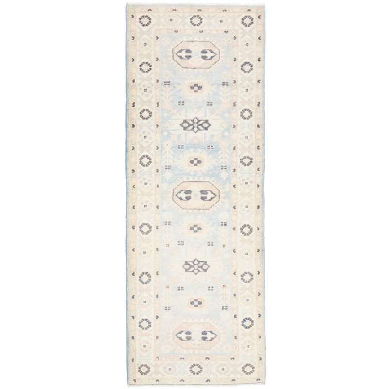Rug Kazak Afghanistan 63x175 Sky Blue Cream Dar