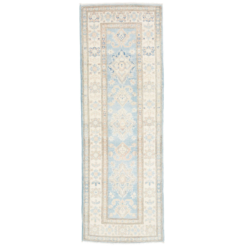 Rug Kazak Afghanistan 65x202 Light Blue Cream B