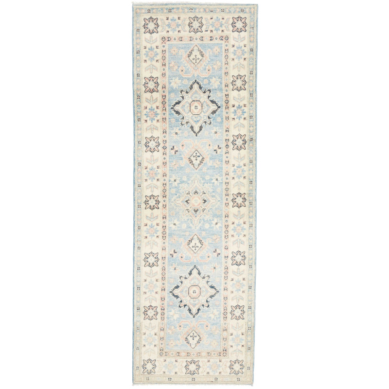 Rug Kazak Afghanistan 62x179 Light Blue Ivory B