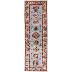 Rug Kazak Fine Pakistan 85x263 Sky Blue Terraco