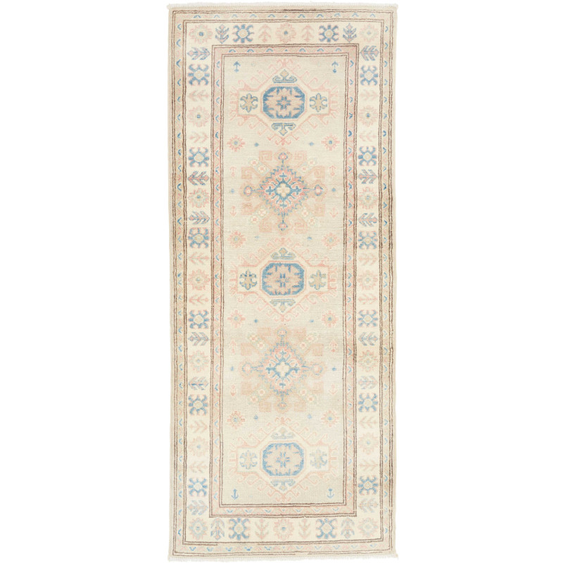Rug Kazak Afghanistan 80x197 Cream Sky Blue Sof