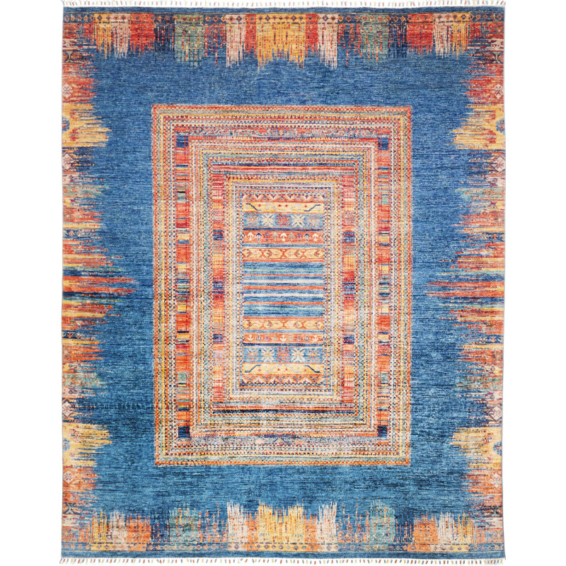Rug Siva Pakistan 250x304 Cobalt Blue Burnt Ora