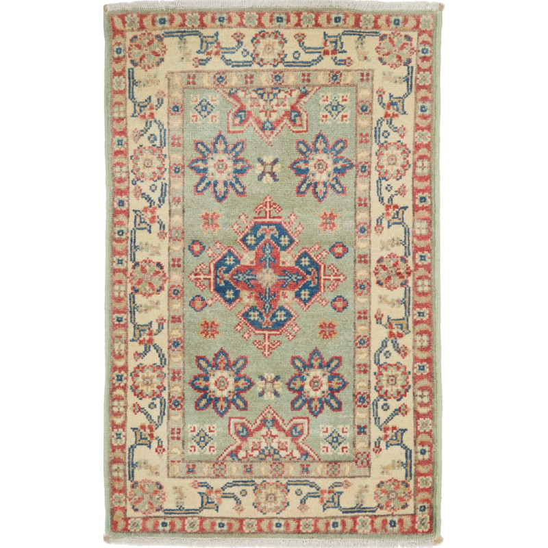 Rug Kazak Afghanistan 57x91 Sage Green Cream