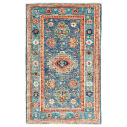 Rug Kazak Fine Pakistan 80x130 Teal Blue Terrac