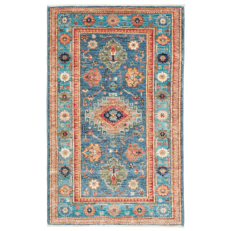 Rug Kazak Fine Pakistan 80x130 Teal Blue Terrac