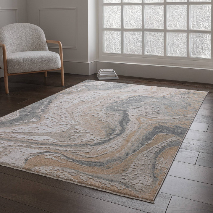 Tappeto Seville astratto beige grigio e sfumatur