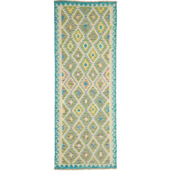 Rug Kilim Afghanistan 91x245 Cream Teal Green Y
