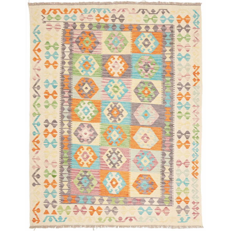 Rug Kilim Afghanistan 151x193 Cream White Turqu