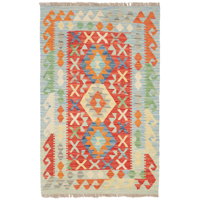 Tappeto Kilim Afghanistan 82x132 Azzurro Rosso