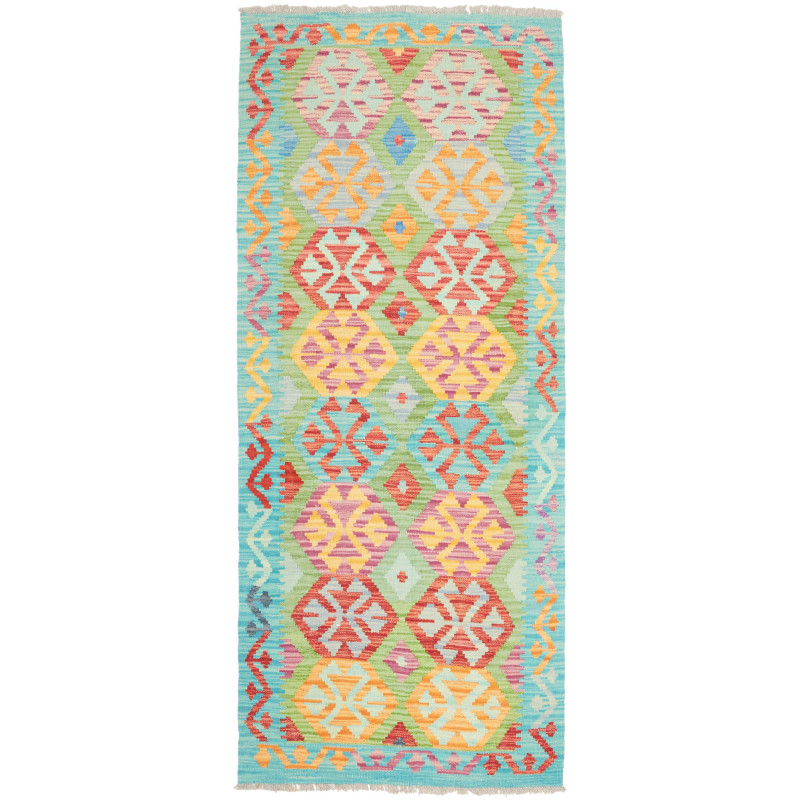 Rug Kilim Afghanistan 84x199 Turquoise Orange R