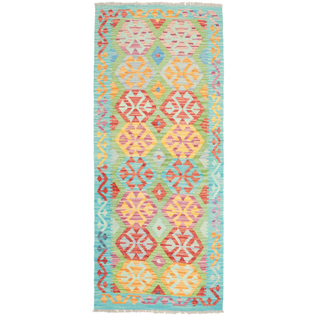 Rug Kilim Afghanistan 84x199 Turquoise Orange R