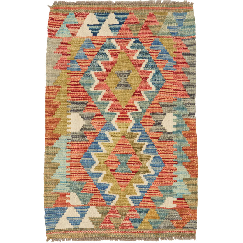Rug Kilim Afghanistan 57x88 Coral Blue Green Be