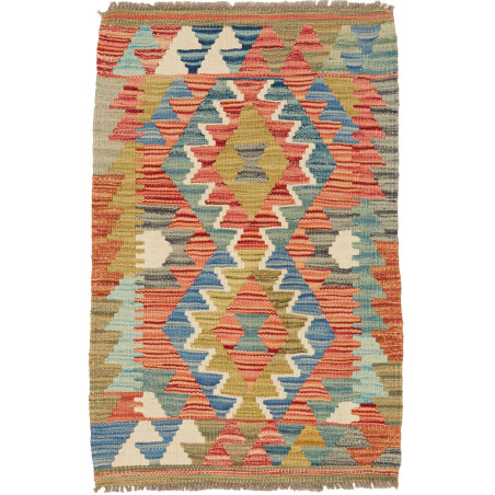 Rug Kilim Afghanistan 57x88 Coral Blue Green Be