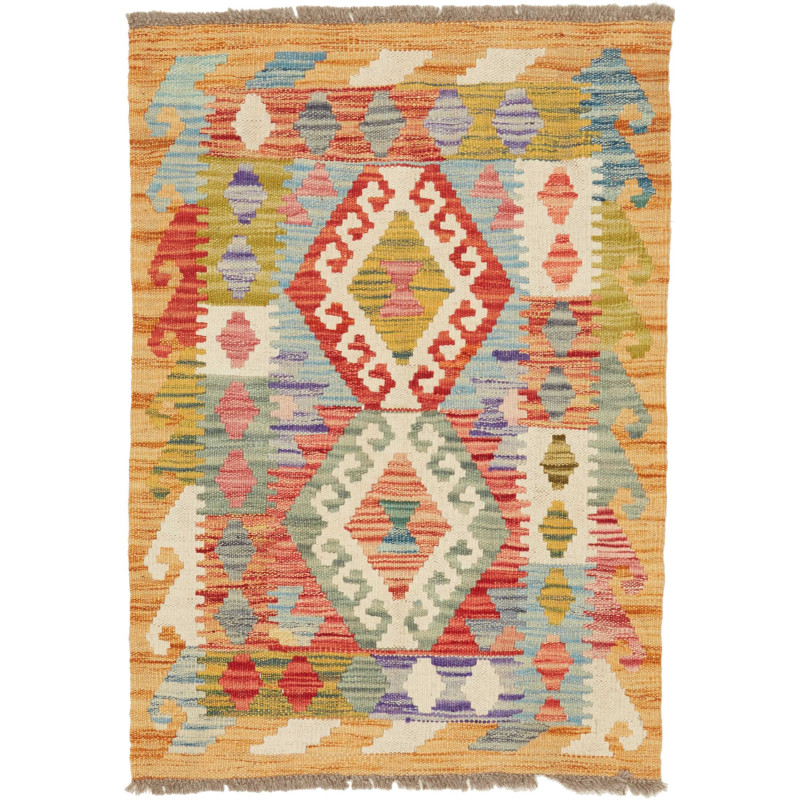 Rug Kilim Afghanistan 60x85 Orange Red Blue Cre