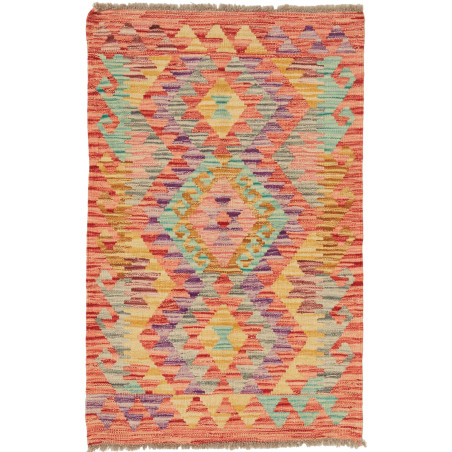 Rug Kilim Afghanistan 63x99 Peach Coral Yellow