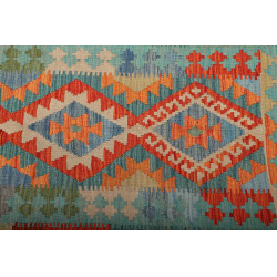 Rug Kilim Afghanistan 85x243 Turquoise Blue Ora